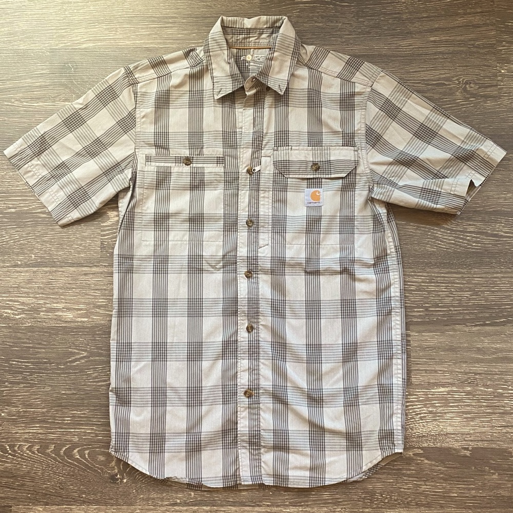 SOLD! Carhatt FORCE RIDGEFIELD Relaxed Fit lightweight Short Sleeve Shirt Size S